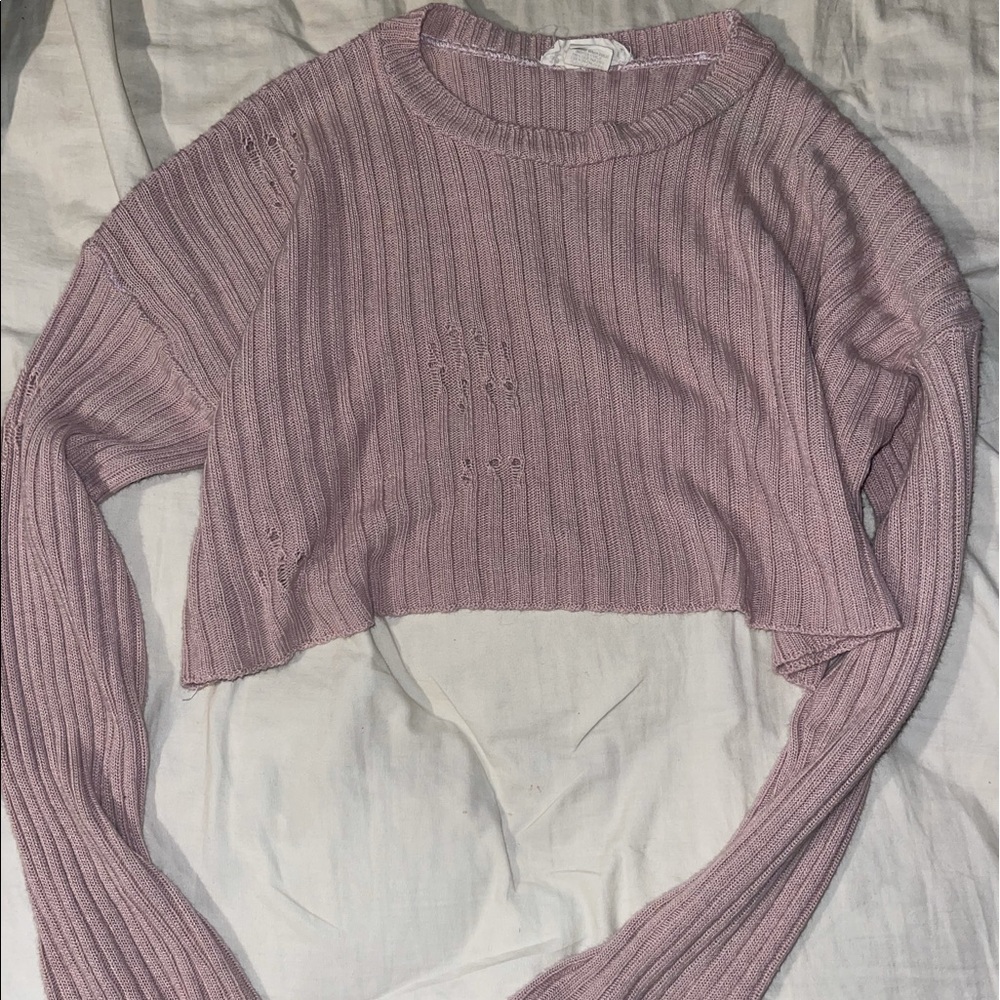cropped holey sweater